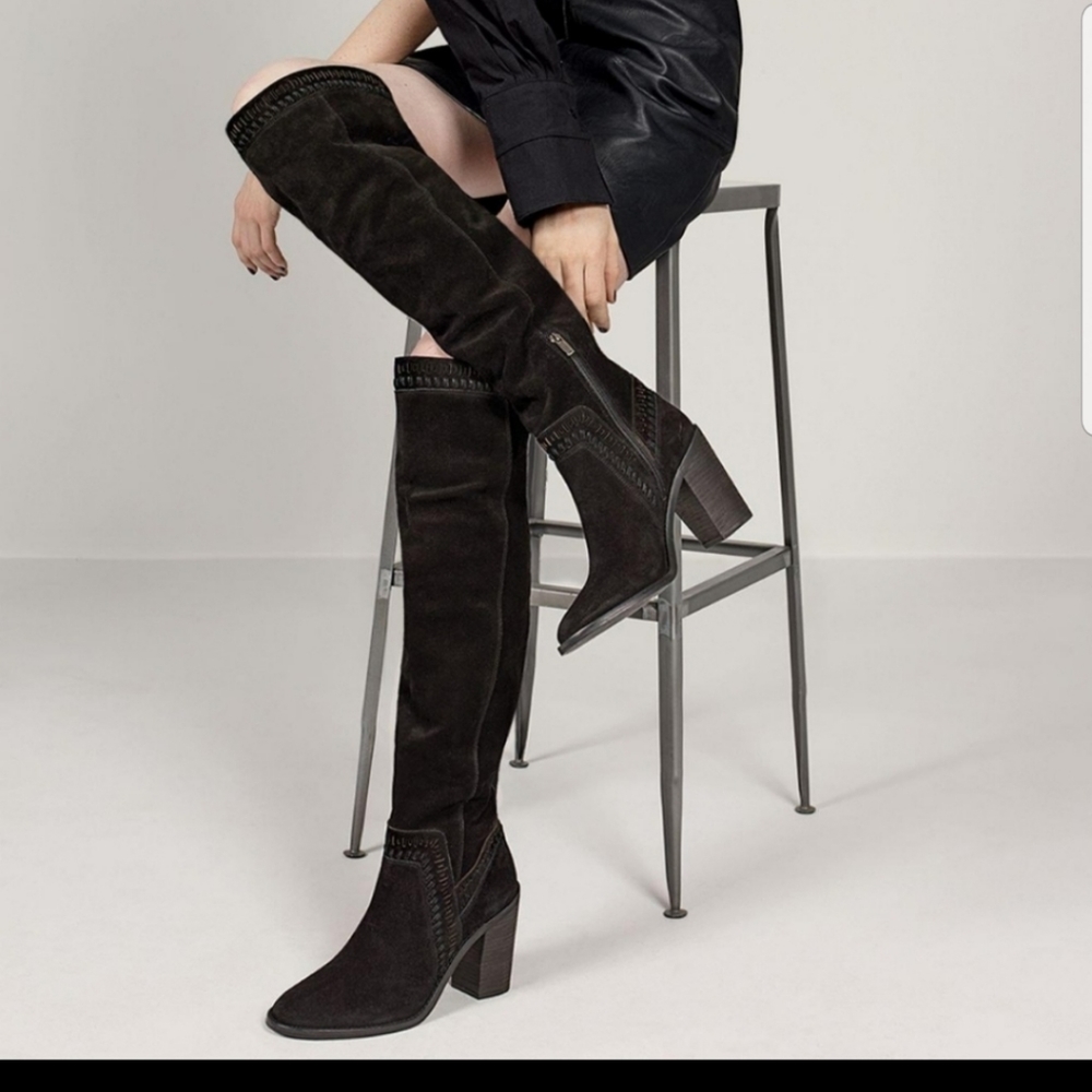 Vince Camuto Madolee Black Suede Over the Knee Boots 10M